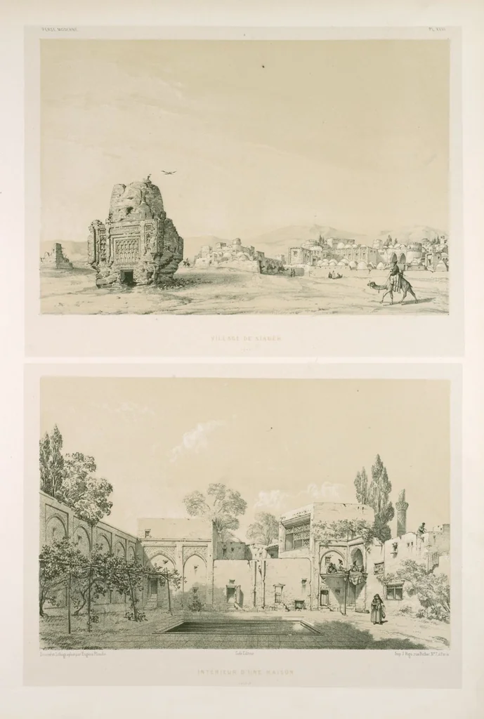 An illustration from Voyage en Perse de mm. Eugène Flandin, peintre, et Pascal Coste, architecte, entrepris par ordre de m. le ministre des affaires étrangères, d'après les instructions dressées par l'Institut. Publié sous les auspices de m. le ministre de l'intérieur, 1851, leaf 266