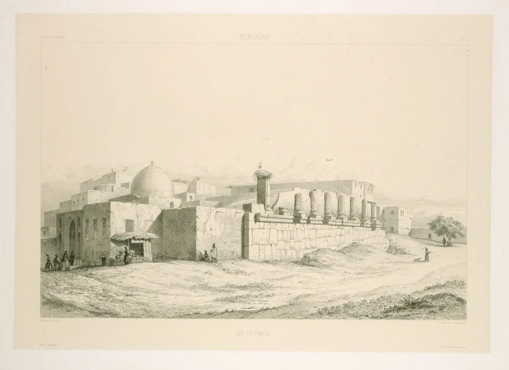 An illustration from Voyage en Perse de mm. Eugène Flandin, peintre, et Pascal Coste, architecte, entrepris par ordre de m. le ministre des affaires étrangères, d'après les instructions dressées par l'Institut. Publié sous les auspices de m. le ministre de l'intérieur, 1851, leaf 28