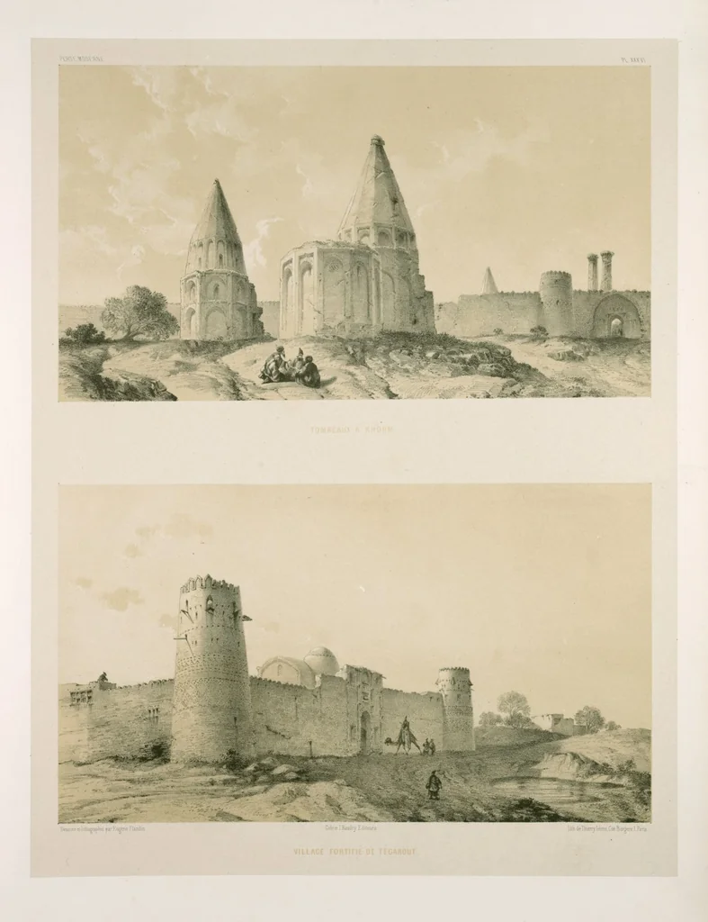 An illustration from Voyage en Perse de mm. Eugène Flandin, peintre, et Pascal Coste, architecte, entrepris par ordre de m. le ministre des affaires étrangères, d'après les instructions dressées par l'Institut. Publié sous les auspices de m. le ministre de l'intérieur, 1851, leaf 284