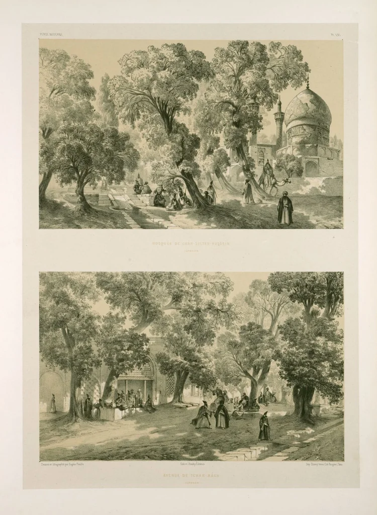 An illustration from Voyage en Perse de mm. Eugène Flandin, peintre, et Pascal Coste, architecte, entrepris par ordre de m. le ministre des affaires étrangères, d'après les instructions dressées par l'Institut. Publié sous les auspices de m. le ministre de l'intérieur, 1851, leaf 308