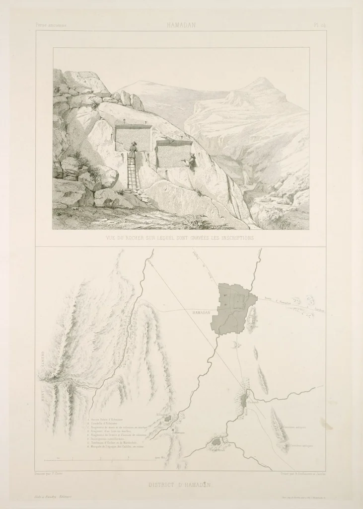 An illustration from Voyage en Perse de mm. Eugène Flandin, peintre, et Pascal Coste, architecte, entrepris par ordre de m. le ministre des affaires étrangères, d'après les instructions dressées par l'Institut. Publié sous les auspices de m. le ministre de l'intérieur, 1851, leaf 32