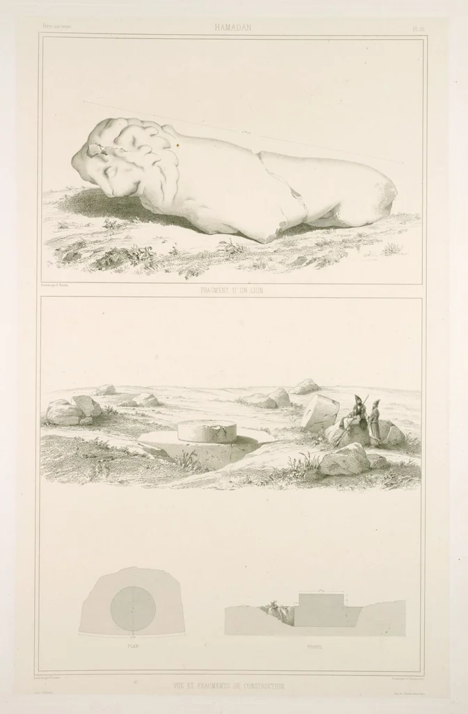 An illustration from Voyage en Perse de mm. Eugène Flandin, peintre, et Pascal Coste, architecte, entrepris par ordre de m. le ministre des affaires étrangères, d'après les instructions dressées par l'Institut. Publié sous les auspices de m. le ministre de l'intérieur, 1851, leaf 33