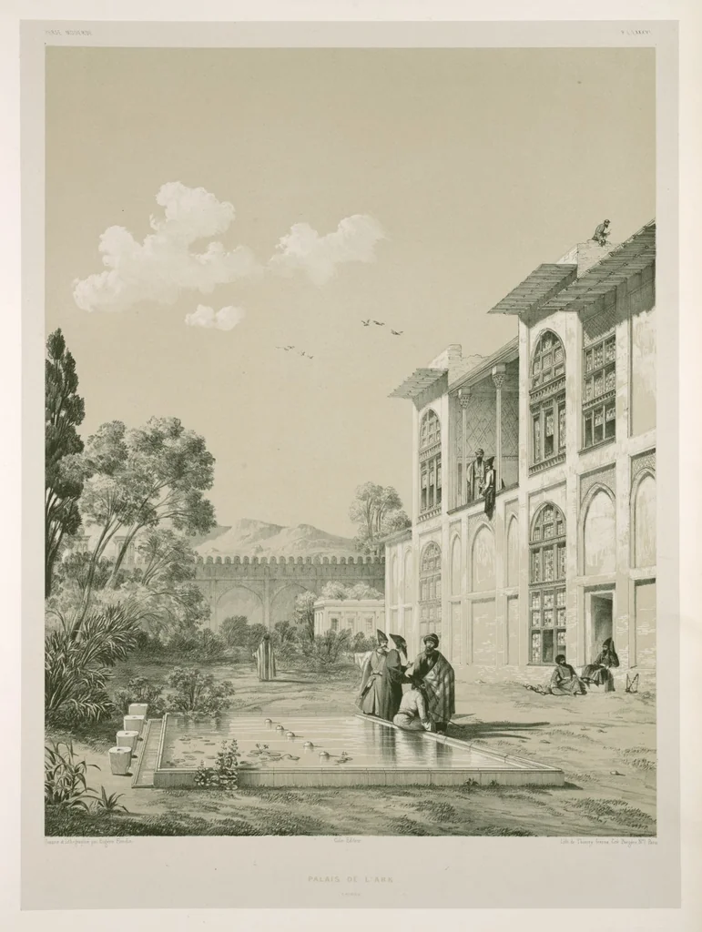 An illustration from Voyage en Perse de mm. Eugène Flandin, peintre, et Pascal Coste, architecte, entrepris par ordre de m. le ministre des affaires étrangères, d'après les instructions dressées par l'Institut. Publié sous les auspices de m. le ministre de l'intérieur, 1851, leaf 332