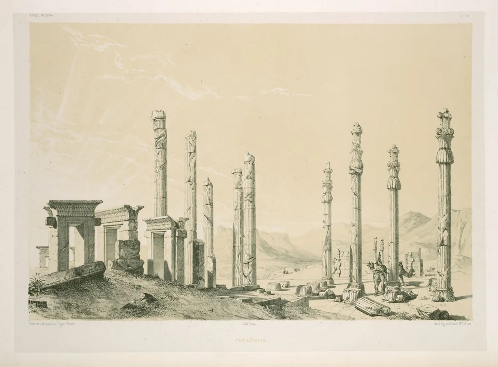 An illustration from Voyage en Perse de mm. Eugène Flandin, peintre, et Pascal Coste, architecte, entrepris par ordre de m. le ministre des affaires étrangères, d'après les instructions dressées par l'Institut. Publié sous les auspices de m. le ministre de l'intérieur, 1851, leaf 336