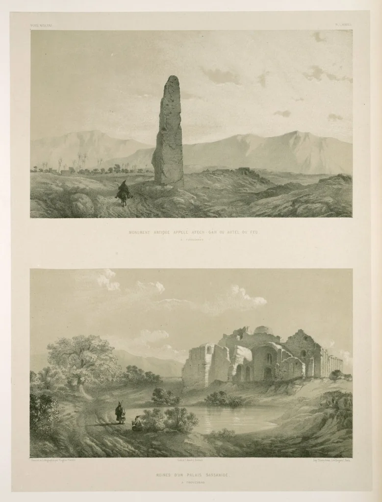 An illustration from Voyage en Perse de mm. Eugène Flandin, peintre, et Pascal Coste, architecte, entrepris par ordre de m. le ministre des affaires étrangères, d'après les instructions dressées par l'Institut. Publié sous les auspices de m. le ministre de l'intérieur, 1851, leaf 343