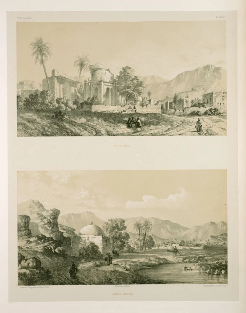 An illustration from Voyage en Perse de mm. Eugène Flandin, peintre, et Pascal Coste, architecte, entrepris par ordre de m. le ministre des affaires étrangères, d'après les instructions dressées par l'Institut. Publié sous les auspices de m. le ministre de l'intérieur, 1851, leaf 344