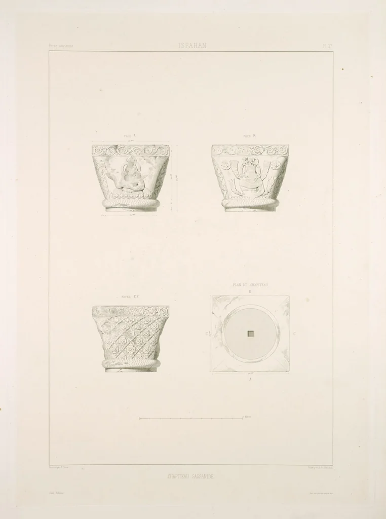 An illustration from Voyage en Perse de mm. Eugène Flandin, peintre, et Pascal Coste, architecte, entrepris par ordre de m. le ministre des affaires étrangères, d'après les instructions dressées par l'Institut. Publié sous les auspices de m. le ministre de l'intérieur, 1851, leaf 36