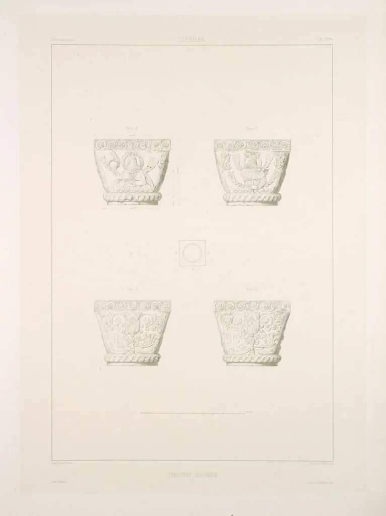 An illustration from Voyage en Perse de mm. Eugène Flandin, peintre, et Pascal Coste, architecte, entrepris par ordre de m. le ministre des affaires étrangères, d'après les instructions dressées par l'Institut. Publié sous les auspices de m. le ministre de l'intérieur, 1851, leaf 37