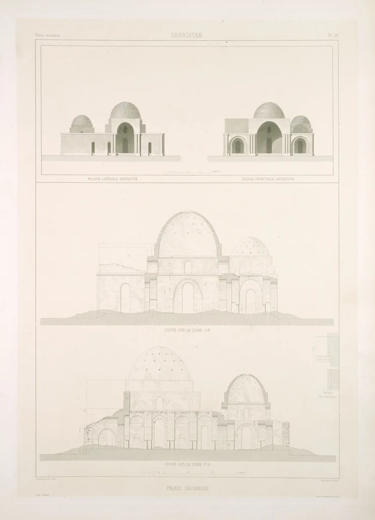 An illustration from Voyage en Perse de mm. Eugène Flandin, peintre, et Pascal Coste, architecte, entrepris par ordre de m. le ministre des affaires étrangères, d'après les instructions dressées par l'Institut. Publié sous les auspices de m. le ministre de l'intérieur, 1851, leaf 39