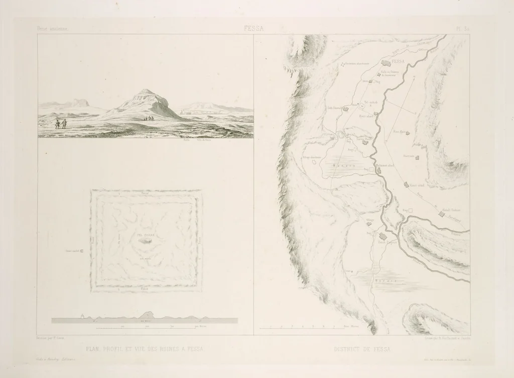 An illustration from Voyage en Perse de mm. Eugène Flandin, peintre, et Pascal Coste, architecte, entrepris par ordre de m. le ministre des affaires étrangères, d'après les instructions dressées par l'Institut. Publié sous les auspices de m. le ministre de l'intérieur, 1851, leaf 40
