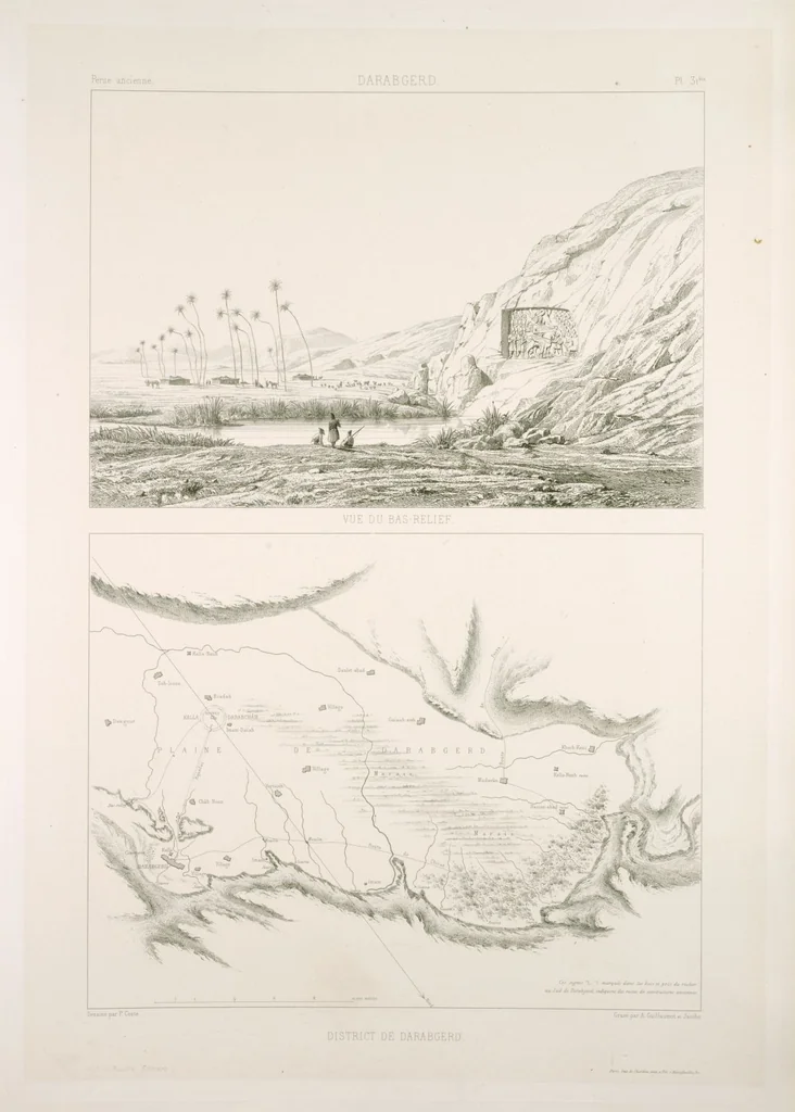 An illustration from Voyage en Perse de mm. Eugène Flandin, peintre, et Pascal Coste, architecte, entrepris par ordre de m. le ministre des affaires étrangères, d'après les instructions dressées par l'Institut. Publié sous les auspices de m. le ministre de l'intérieur, 1851, leaf 42