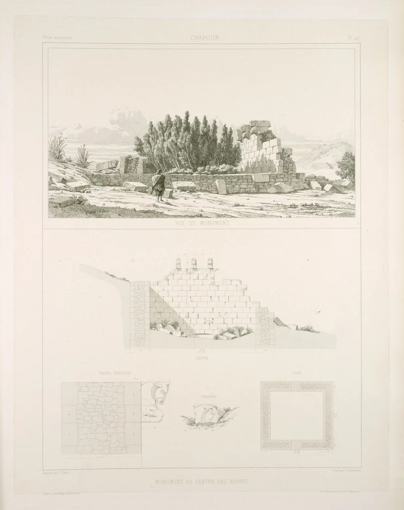 An illustration from Voyage en Perse de mm. Eugène Flandin, peintre, et Pascal Coste, architecte, entrepris par ordre de m. le ministre des affaires étrangères, d'après les instructions dressées par l'Institut. Publié sous les auspices de m. le ministre de l'intérieur, 1851, leaf 59