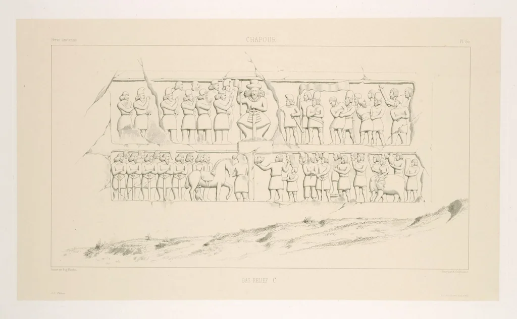 An illustration from Voyage en Perse de mm. Eugène Flandin, peintre, et Pascal Coste, architecte, entrepris par ordre de m. le ministre des affaires étrangères, d'après les instructions dressées par l'Institut. Publié sous les auspices de m. le ministre de l'intérieur, 1851, leaf 62