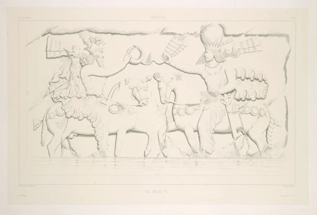 An illustration from Voyage en Perse de mm. Eugène Flandin, peintre, et Pascal Coste, architecte, entrepris par ordre de m. le ministre des affaires étrangères, d'après les instructions dressées par l'Institut. Publié sous les auspices de m. le ministre de l'intérieur, 1851, leaf 64