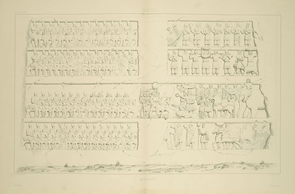 An illustration from Voyage en Perse de mm. Eugène Flandin, peintre, et Pascal Coste, architecte, entrepris par ordre de m. le ministre des affaires étrangères, d'après les instructions dressées par l'Institut. Publié sous les auspices de m. le ministre de l'intérieur, 1851, leaf 65