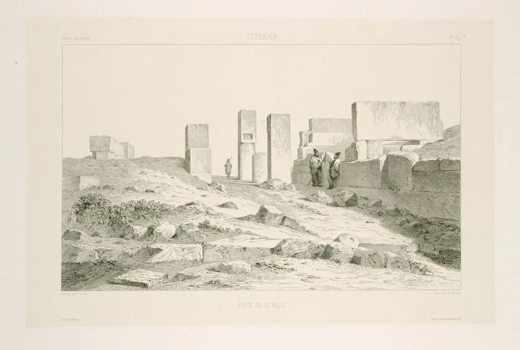 An illustration from Voyage en Perse de mm. Eugène Flandin, peintre, et Pascal Coste, architecte, entrepris par ordre de m. le ministre des affaires étrangères, d'après les instructions dressées par l'Institut. Publié sous les auspices de m. le ministre de l'intérieur, 1851, leaf 72