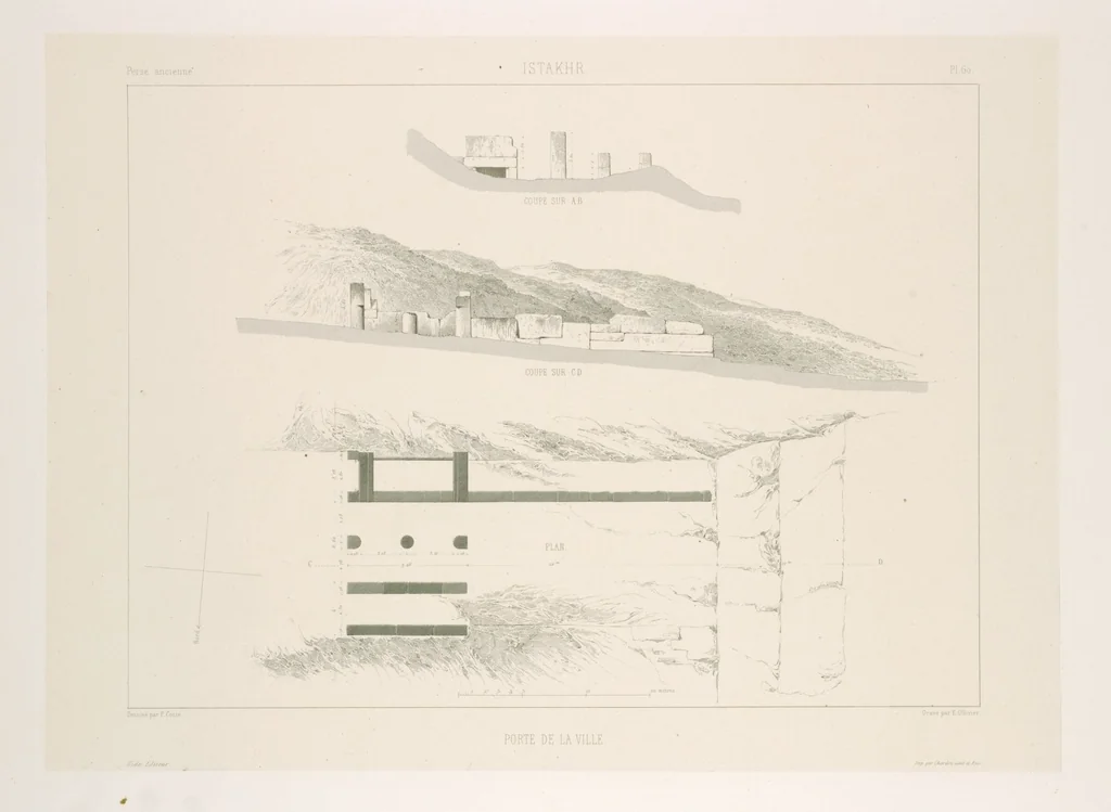 An illustration from Voyage en Perse de mm. Eugène Flandin, peintre, et Pascal Coste, architecte, entrepris par ordre de m. le ministre des affaires étrangères, d'après les instructions dressées par l'Institut. Publié sous les auspices de m. le ministre de l'intérieur, 1851, leaf 73