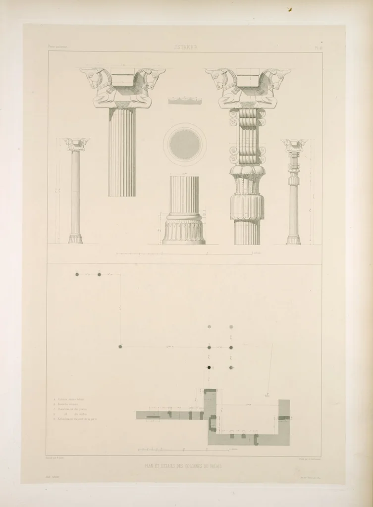 An illustration from Voyage en Perse de mm. Eugène Flandin, peintre, et Pascal Coste, architecte, entrepris par ordre de m. le ministre des affaires étrangères, d'après les instructions dressées par l'Institut. Publié sous les auspices de m. le ministre de l'intérieur, 1851, leaf 74
