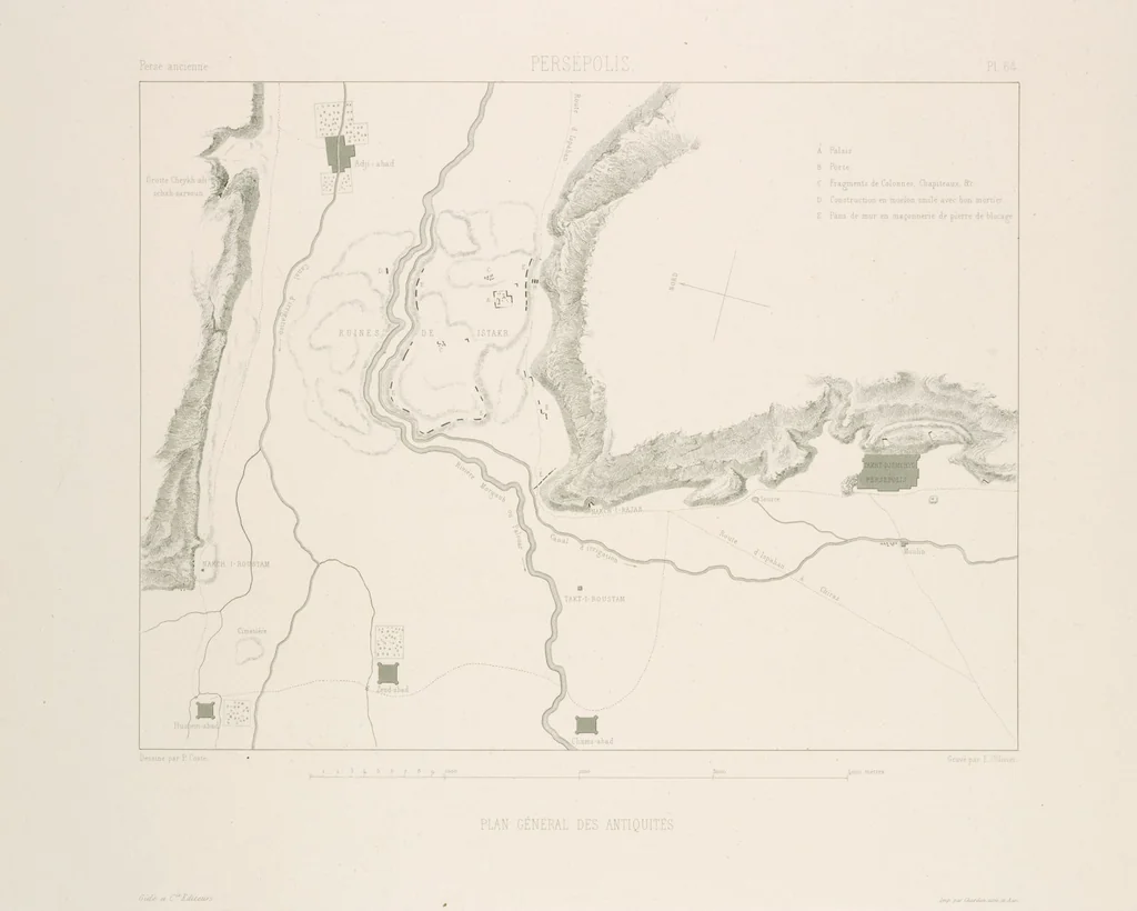 An illustration from Voyage en Perse de mm. Eugène Flandin, peintre, et Pascal Coste, architecte, entrepris par ordre de m. le ministre des affaires étrangères, d'après les instructions dressées par l'Institut. Publié sous les auspices de m. le ministre de l'intérieur, 1851, leaf 77
