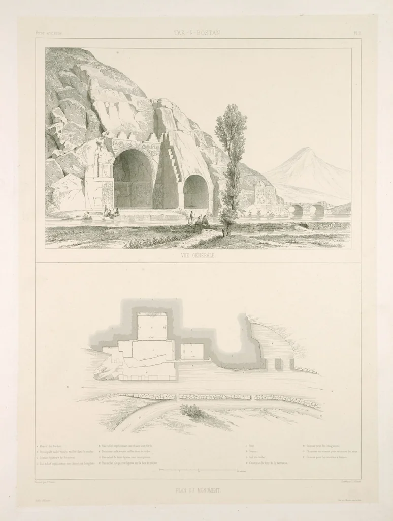 An illustration from Voyage en Perse de mm. Eugène Flandin, peintre, et Pascal Coste, architecte, entrepris par ordre de m. le ministre des affaires étrangères, d'après les instructions dressées par l'Institut. Publié sous les auspices de m. le ministre de l'intérieur, 1851, leaf 8