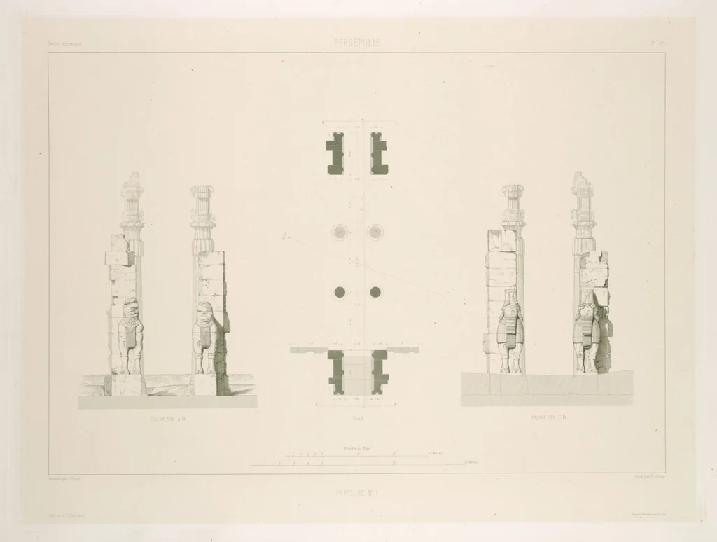 An illustration from Voyage en Perse de mm. Eugène Flandin, peintre, et Pascal Coste, architecte, entrepris par ordre de m. le ministre des affaires étrangères, d'après les instructions dressées par l'Institut. Publié sous les auspices de m. le ministre de l'intérieur, 1851, leaf 86