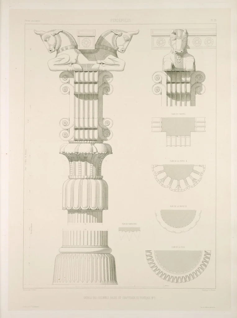 An illustration from Voyage en Perse de mm. Eugène Flandin, peintre, et Pascal Coste, architecte, entrepris par ordre de m. le ministre des affaires étrangères, d'après les instructions dressées par l'Institut. Publié sous les auspices de m. le ministre de l'intérieur, 1851, leaf 88