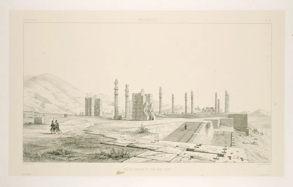 An illustration from Voyage en Perse de mm. Eugène Flandin, peintre, et Pascal Coste, architecte, entrepris par ordre de m. le ministre des affaires étrangères, d'après les instructions dressées par l'Institut. Publié sous les auspices de m. le ministre de l'intérieur, 1851, leaf 91