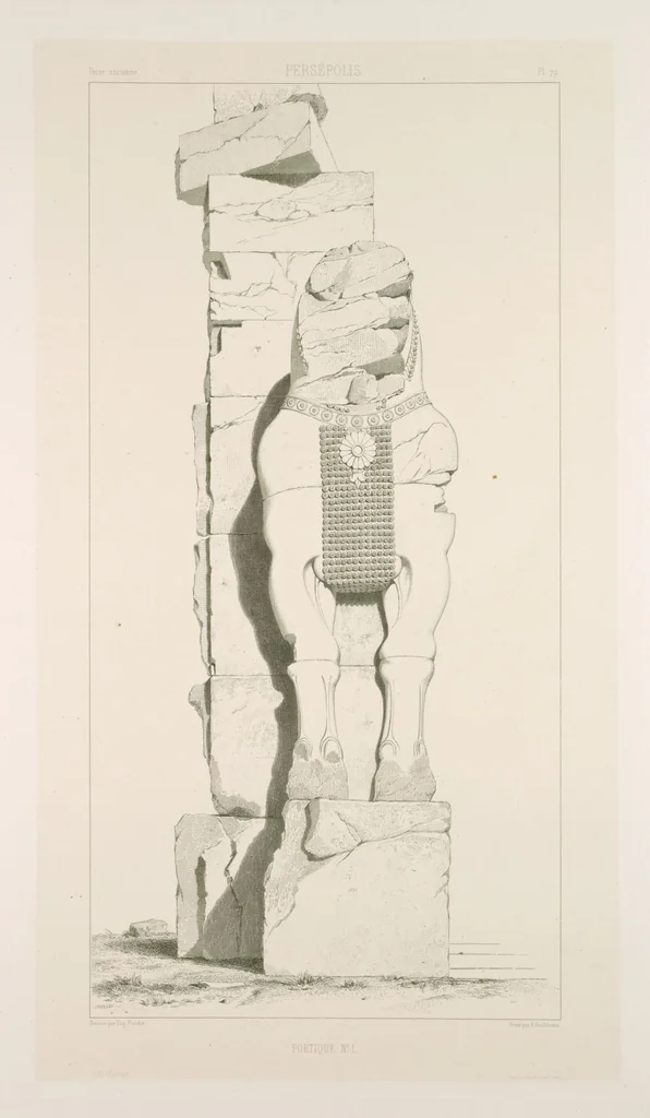 An illustration from Voyage en Perse de mm. Eugène Flandin, peintre, et Pascal Coste, architecte, entrepris par ordre de m. le ministre des affaires étrangères, d'après les instructions dressées par l'Institut. Publié sous les auspices de m. le ministre de l'intérieur, 1851, leaf 92