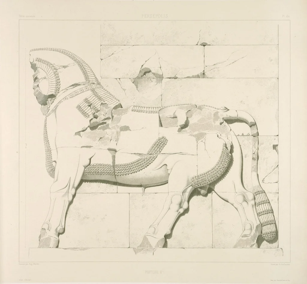 An illustration from Voyage en Perse de mm. Eugène Flandin, peintre, et Pascal Coste, architecte, entrepris par ordre de m. le ministre des affaires étrangères, d'après les instructions dressées par l'Institut. Publié sous les auspices de m. le ministre de l'intérieur, 1851, leaf 93
