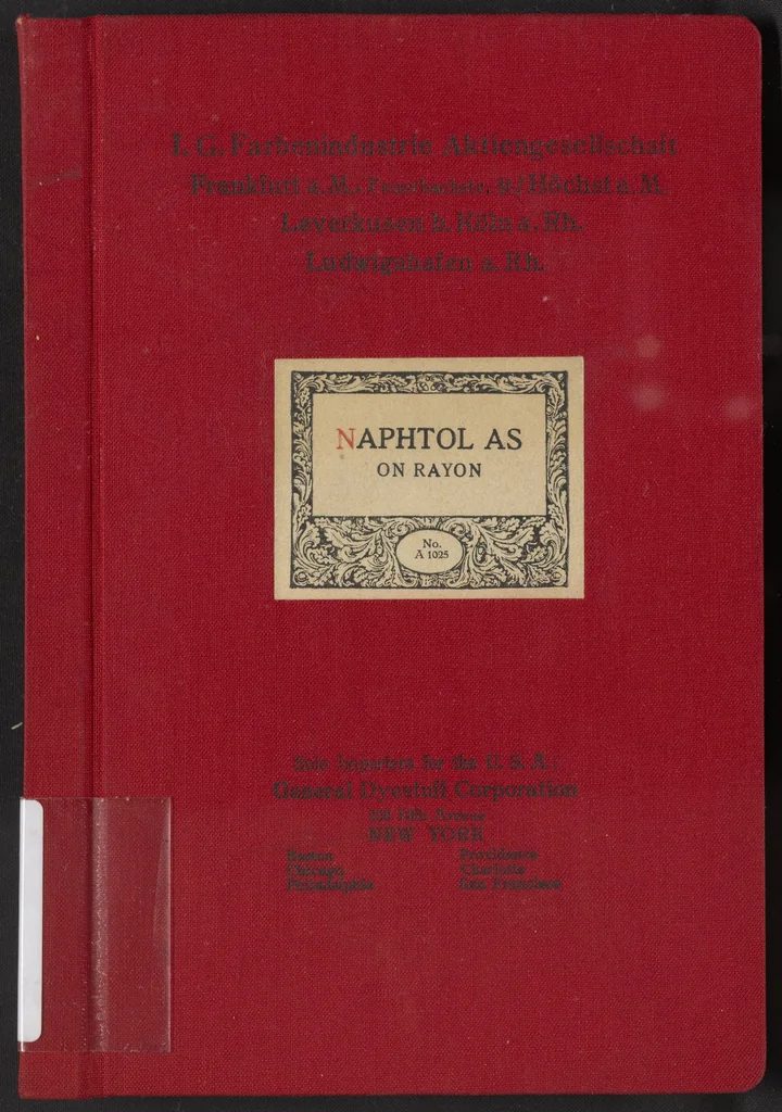 An illustration from Naphtol AS on Rayon, 1927, leaf 1