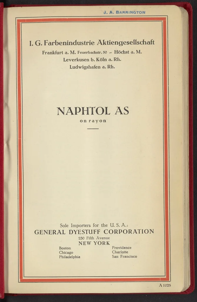 An illustration from Naphtol AS on Rayon, 1927, leaf 4