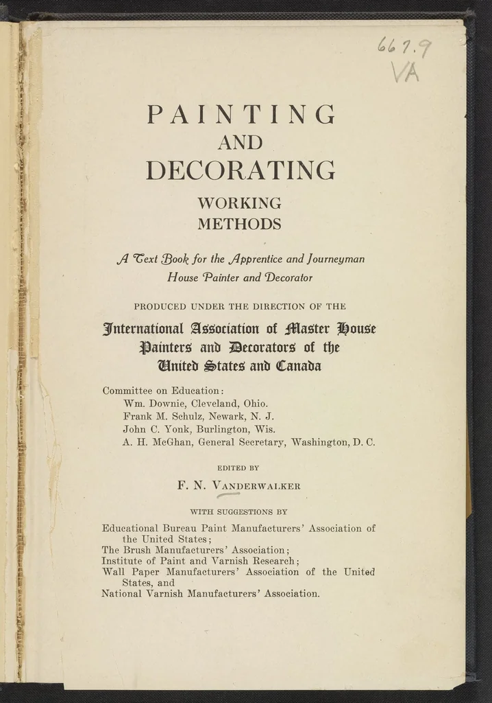 An illustration from Painting and Decorating Working Methods: A Text Book for the Apprentice and Journeyman House Painter and Decorator, 1922, leaf 1