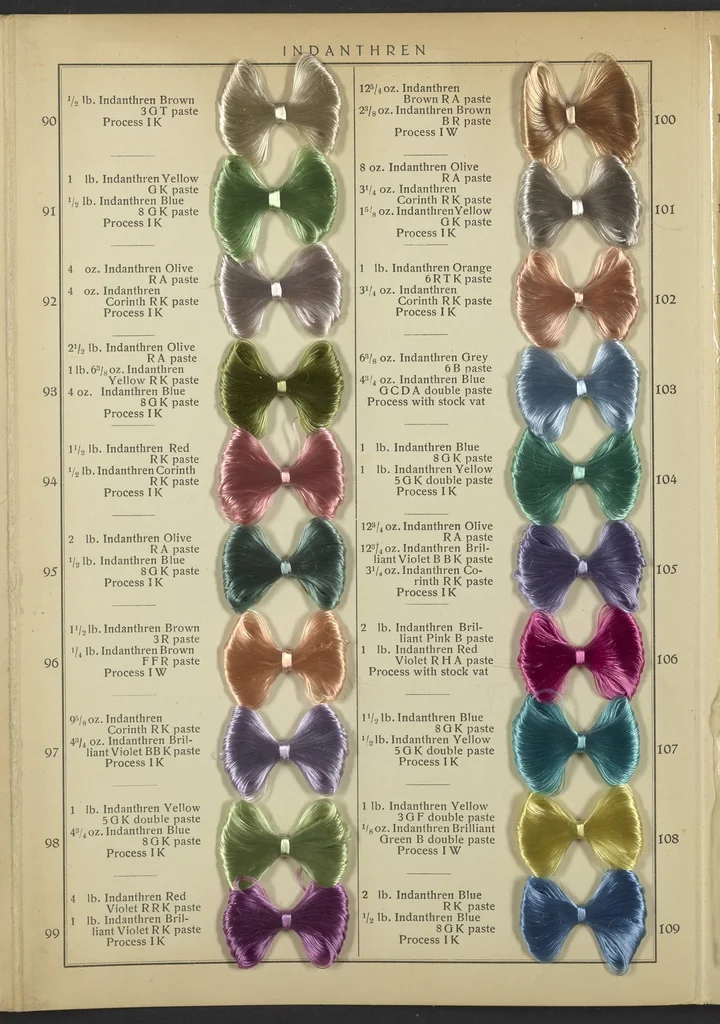 An illustration from Indanthren Dyeings on Rayon (Viscose) Yarn, 1920, leaf 12