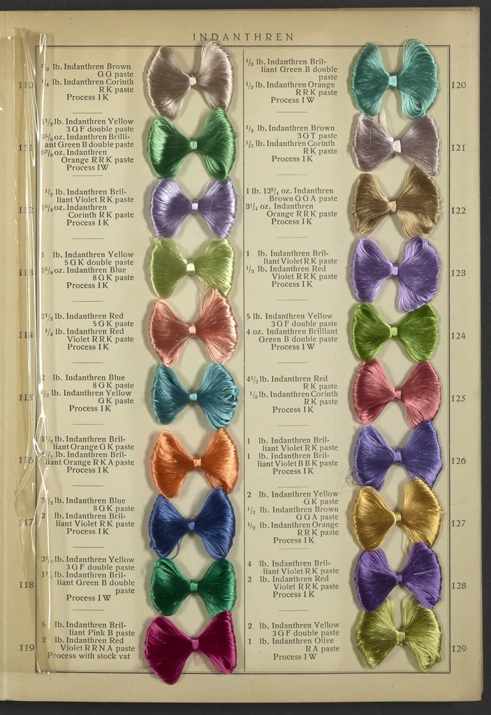 An illustration from Indanthren Dyeings on Rayon (Viscose) Yarn, 1920, leaf 13