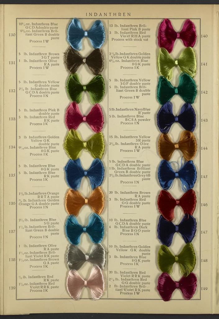An illustration from Indanthren Dyeings on Rayon (Viscose) Yarn, 1920, leaf 14