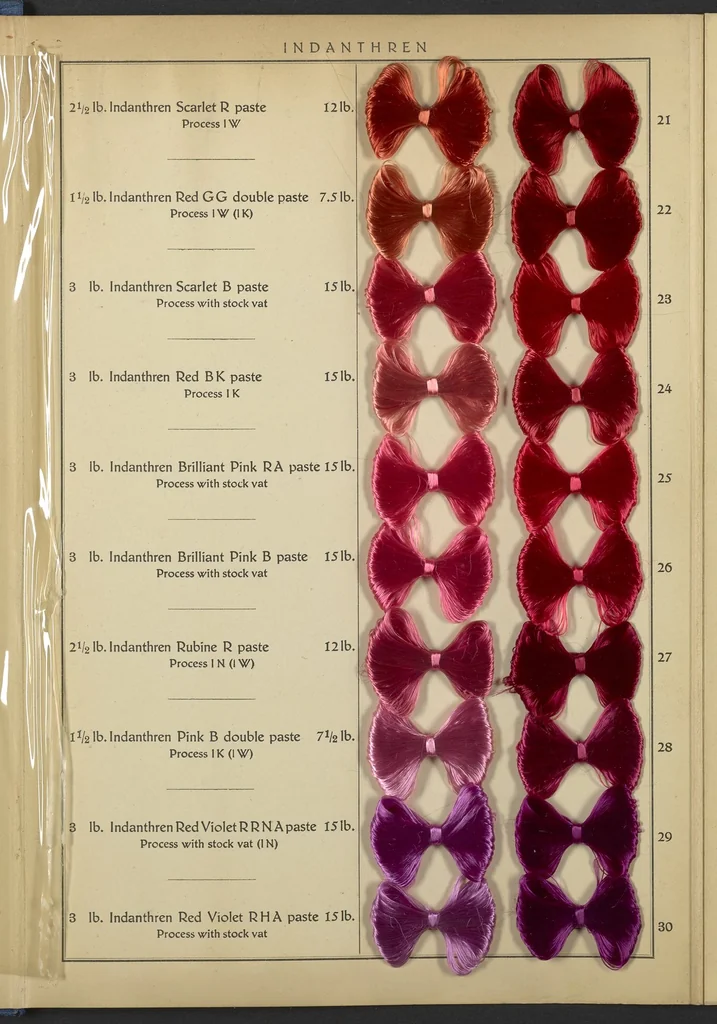 An illustration from Indanthren Dyeings on Rayon (Viscose) Yarn, 1920, leaf 5