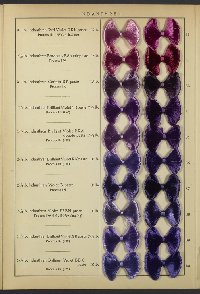 An illustration from Indanthren Dyeings on Rayon (Viscose) Yarn, 1920, leaf 6