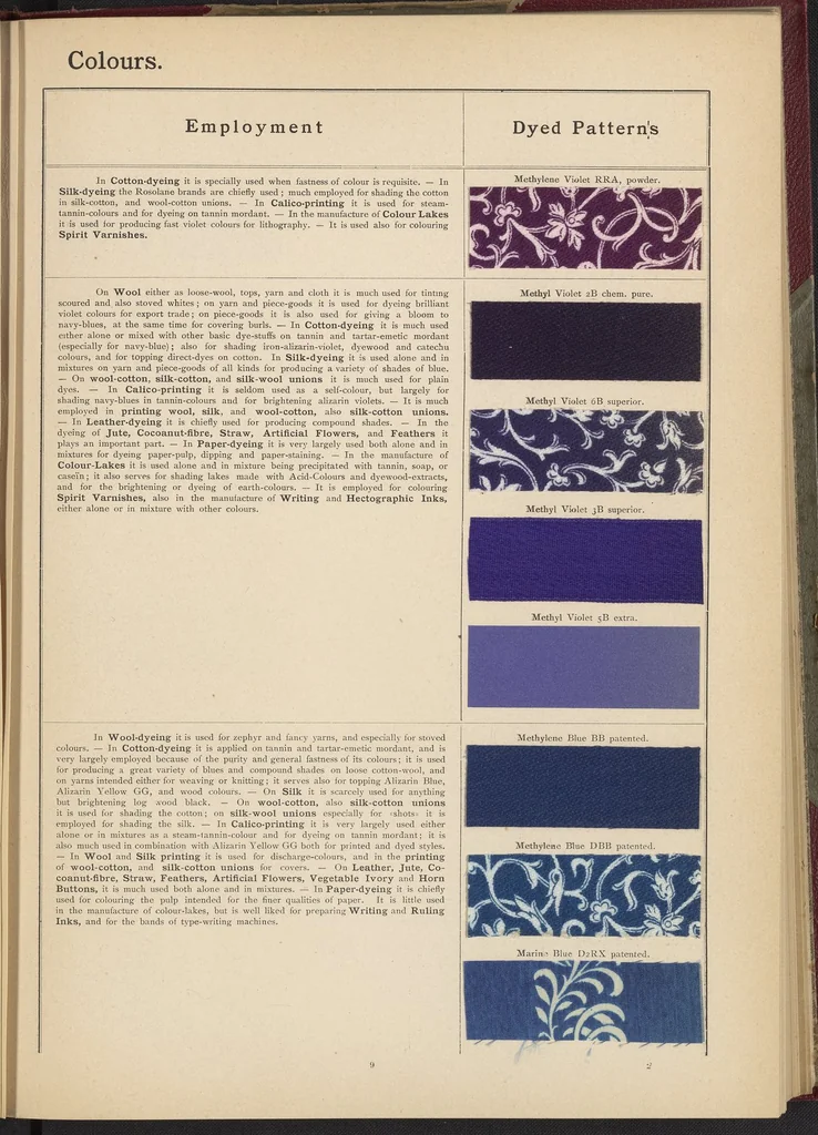 An illustration from The Coal Tar Colours of the Farbwerke vorm. Meister Lucius & Brüning, Höchst on the Main, Germany, 1896, leaf 15