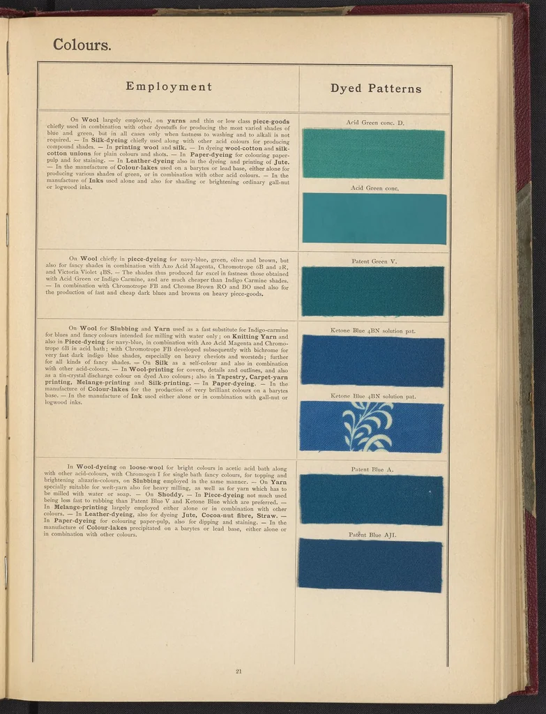 An illustration from The Coal Tar Colours of the Farbwerke vorm. Meister Lucius & Brüning, Höchst on the Main, Germany, 1896, leaf 25