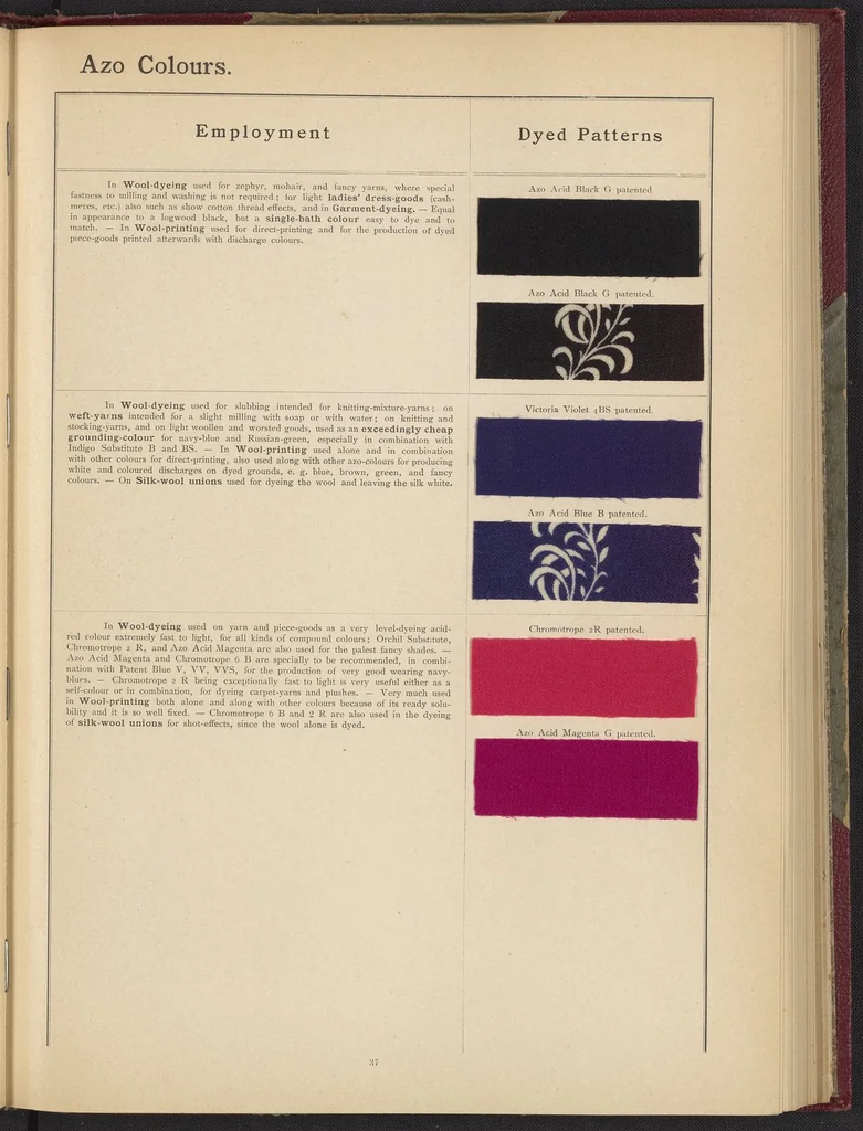 An illustration from The Coal Tar Colours of the Farbwerke vorm. Meister Lucius & Brüning, Höchst on the Main, Germany, 1896, leaf 41