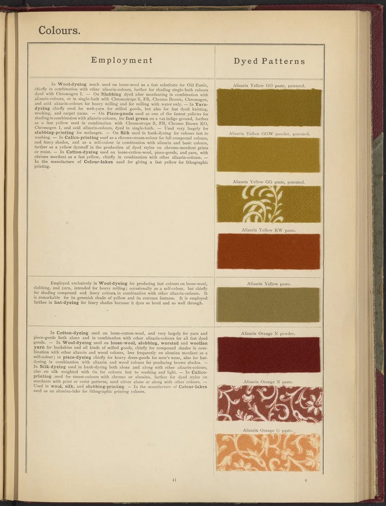 An illustration from The Coal Tar Colours of the Farbwerke vorm. Meister Lucius & Brüning, Höchst on the Main, Germany, 1896, leaf 45