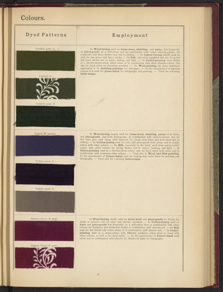 An illustration from The Coal Tar Colours of the Farbwerke vorm. Meister Lucius & Brüning, Höchst on the Main, Germany, 1896, leaf 51