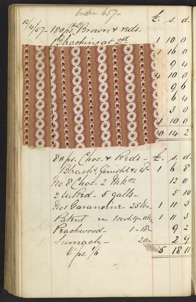 An illustration from Dyer's account book, Volume 1, 1855, leaf 144