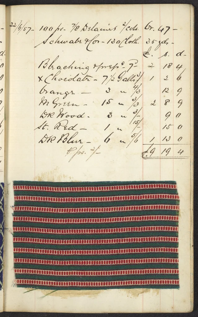 An illustration from Dyer's account book, Volume 1, 1855, leaf 167