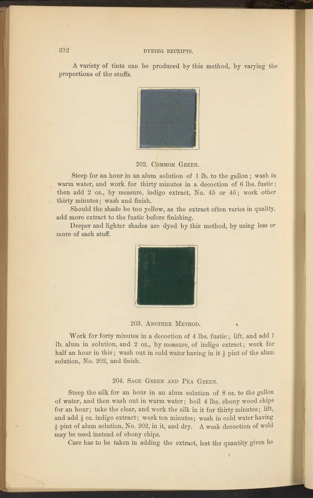 An illustration from A Manual of Dyeing and Dyeing Receipts, Comprising a System of Elementary Chemistry as Applied to Dyeing, 1875, leaf 62