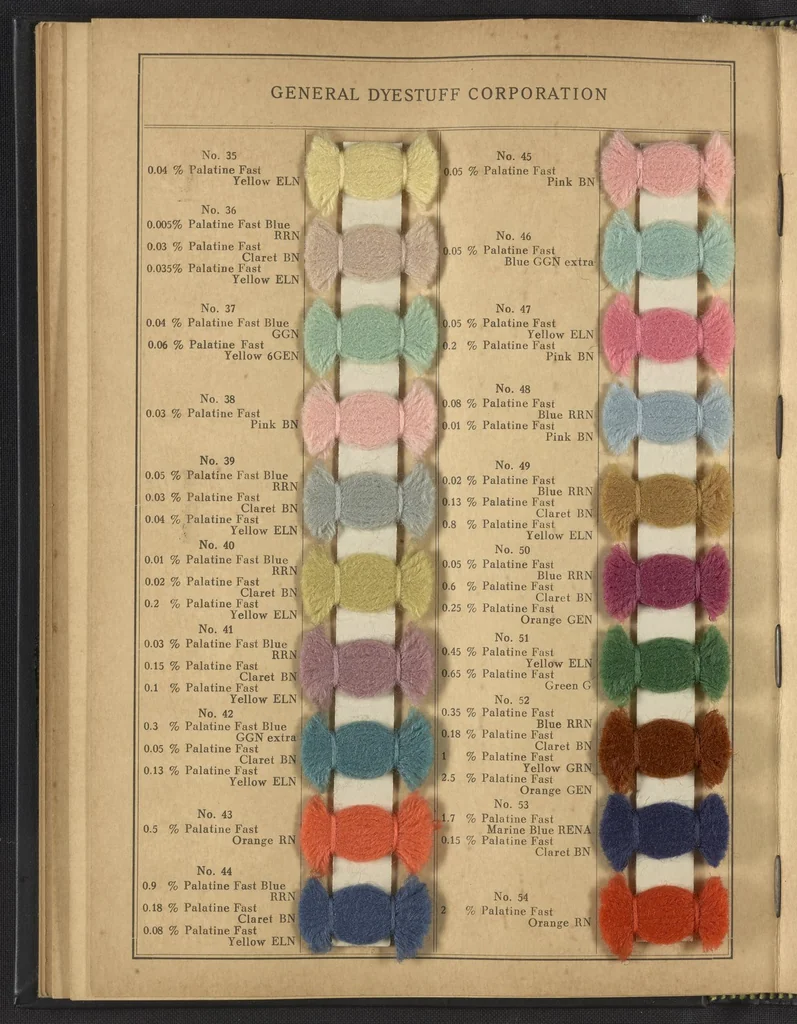 An illustration from The Palatine Fast Dyestuffs, 1920, leaf 22
