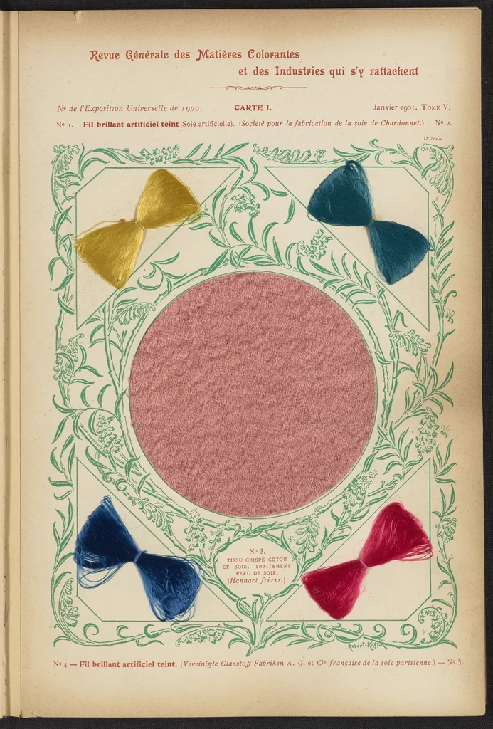 An illustration from Les Produits Chimiques et les Matières Colorantes: Le Blanchiment, la Teinture, et l'Impression des Fibres Textiles, 1901, leaf 23