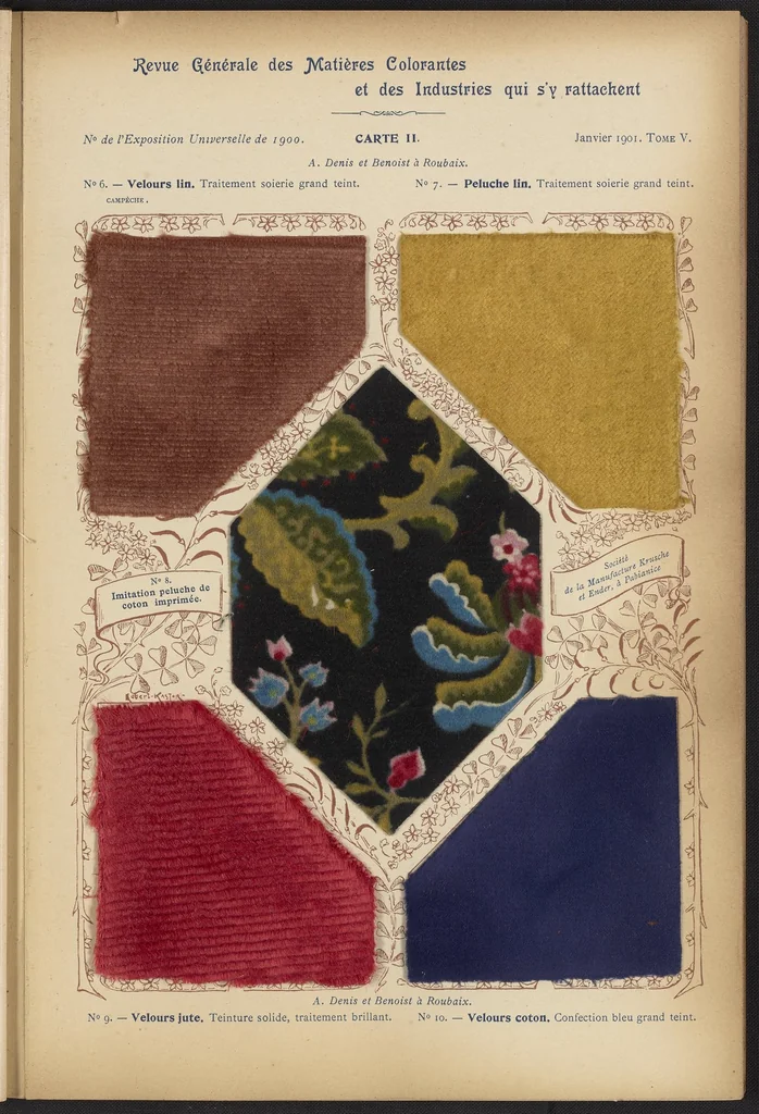 An illustration from Les Produits Chimiques et les Matières Colorantes: Le Blanchiment, la Teinture, et l'Impression des Fibres Textiles, 1901, leaf 33