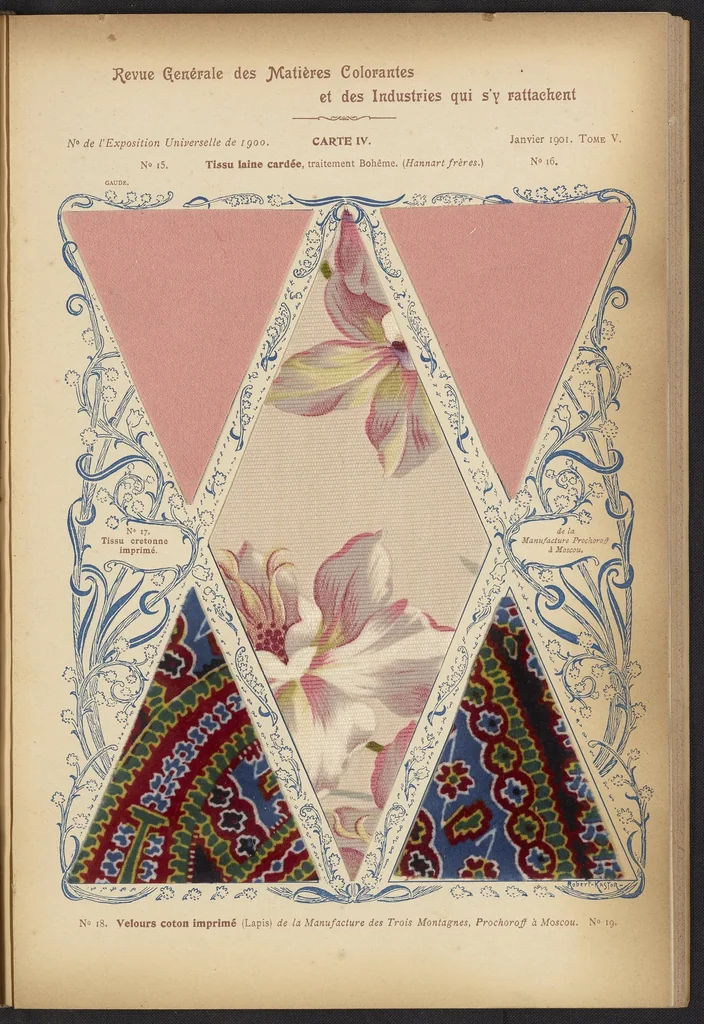 An illustration from Les Produits Chimiques et les Matières Colorantes: Le Blanchiment, la Teinture, et l'Impression des Fibres Textiles, 1901, leaf 69