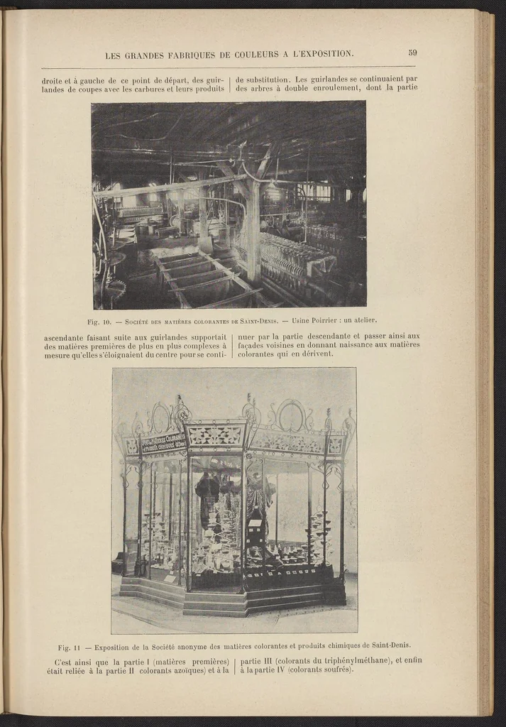 An illustration from Les Produits Chimiques et les Matières Colorantes: Le Blanchiment, la Teinture, et l'Impression des Fibres Textiles, 1901, leaf 81